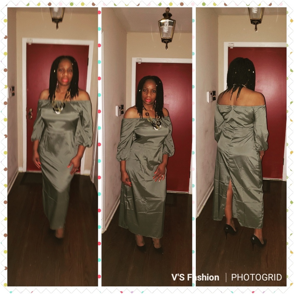 Light  Green  Dress off shoulder